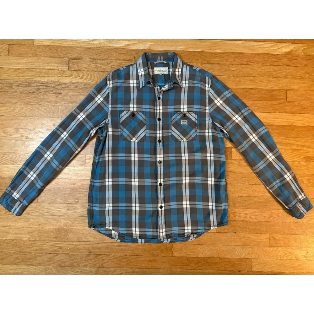 Denim & Supply Ralph Lauren Flannel Shirt Mens L Blue Gray Plaid Western Cotton